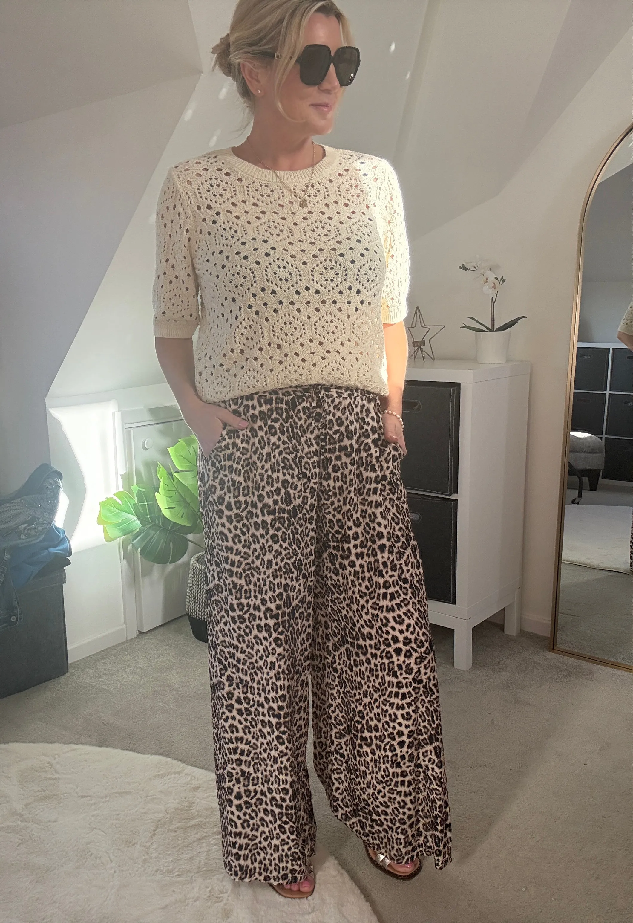 Leopard Print Floaty Trousers