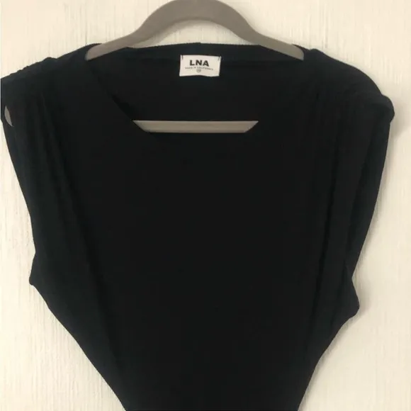LnA Black Knit Ribbed Cutout Dress