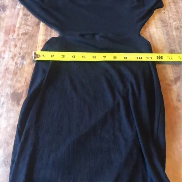 LnA Black Knit Ribbed Cutout Dress