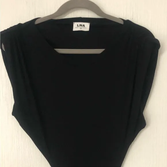 LnA Black Knit Ribbed Cutout Dress