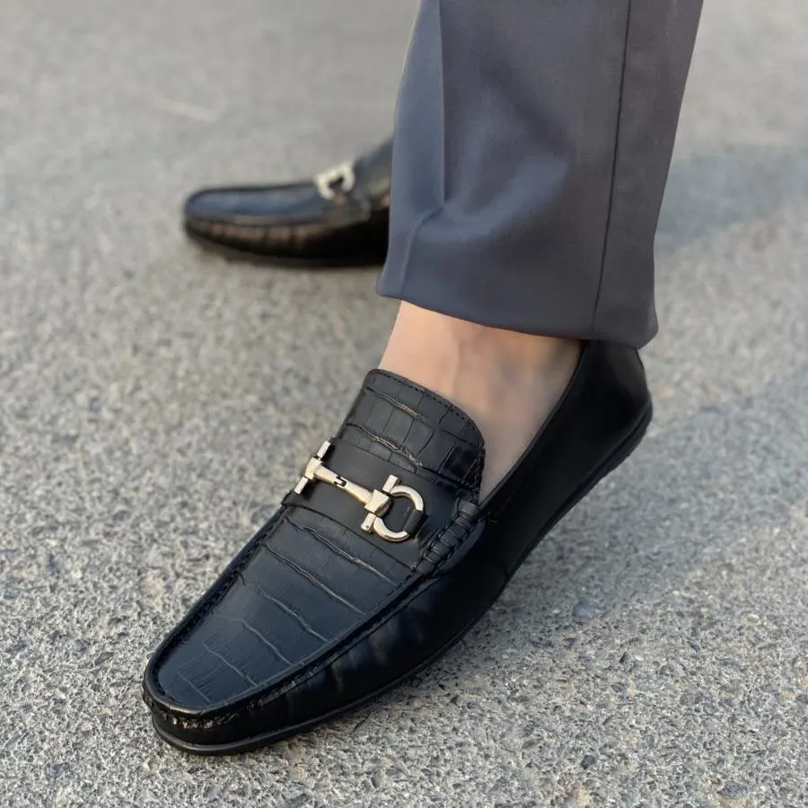 LS Pure leather Handmade Horsebit Loafer-856 Black