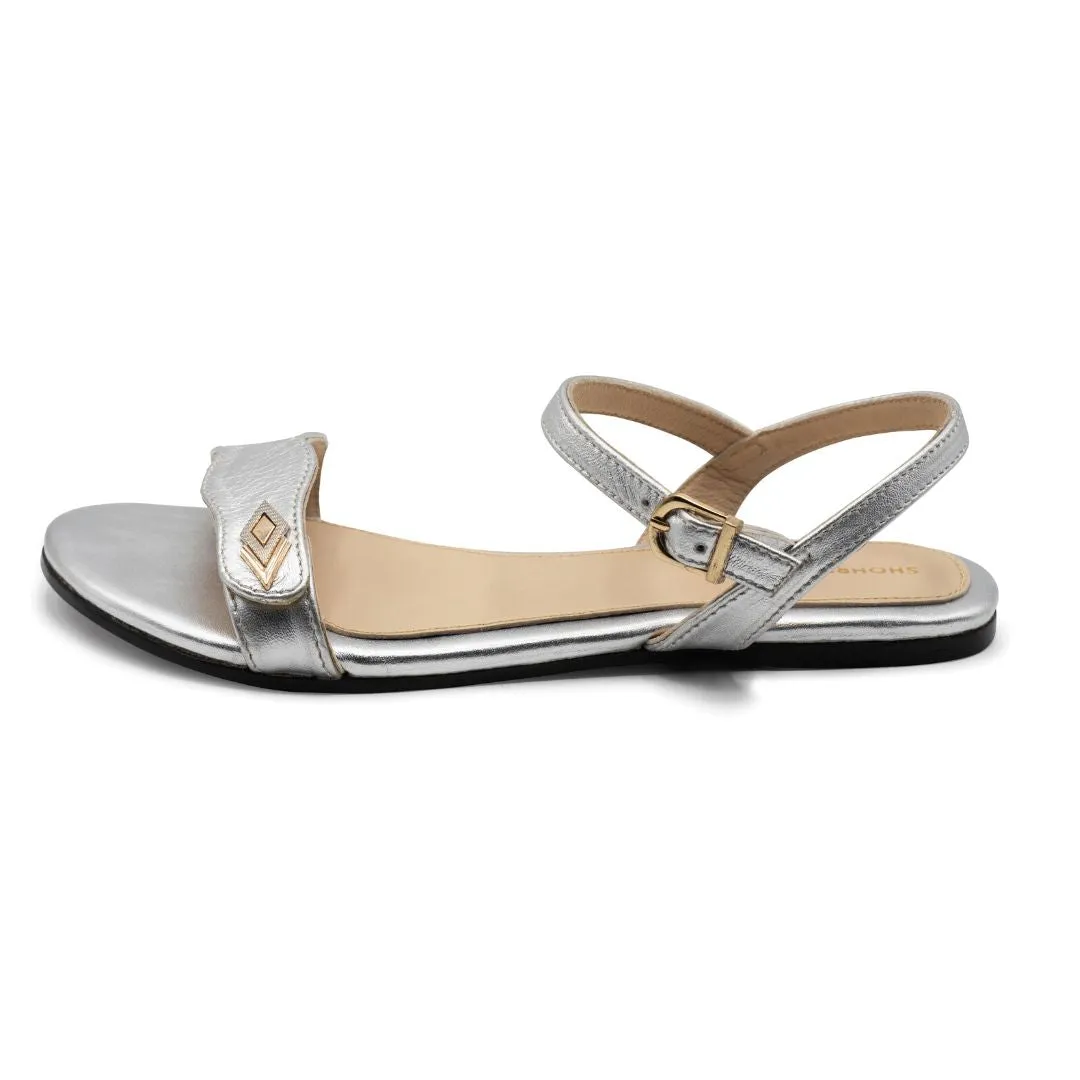 Maimz - Metallic Silver - Leather Sandals
