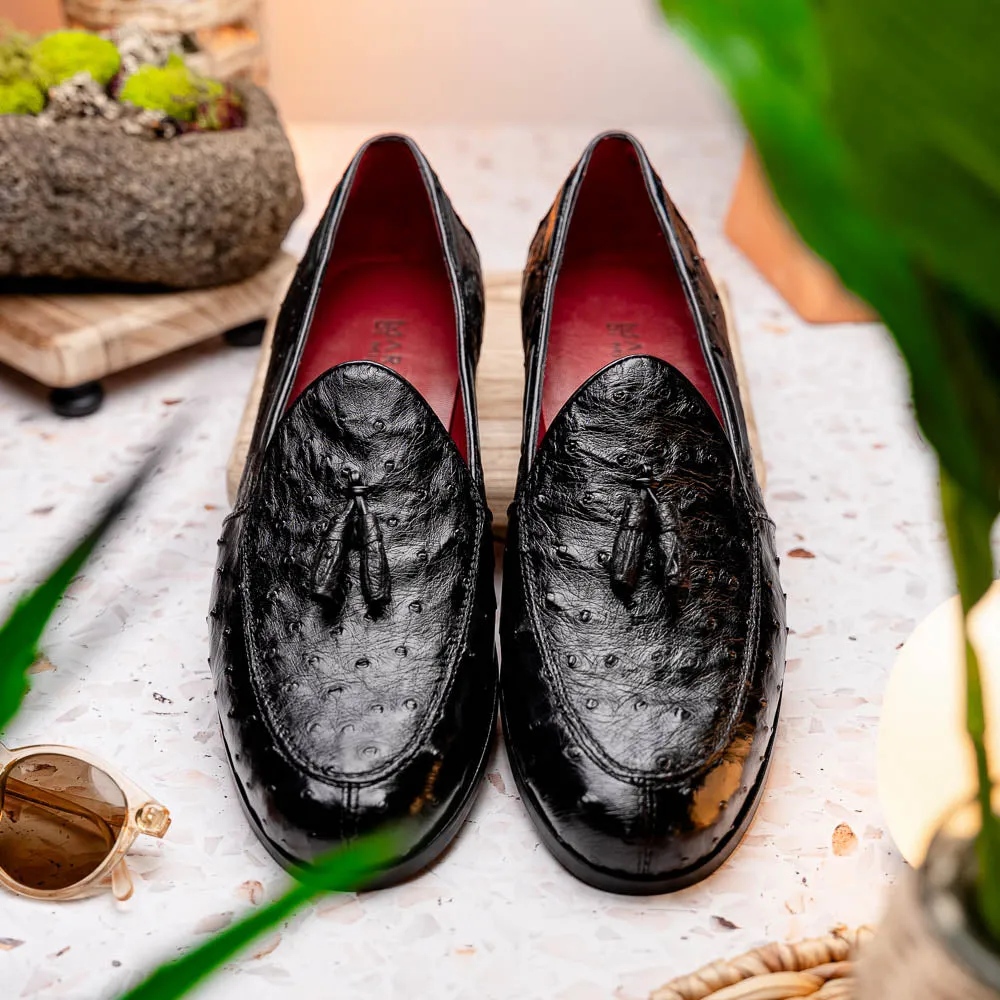 Marco Di Milano Aubiere in Black Ostrich Tassel Loafers