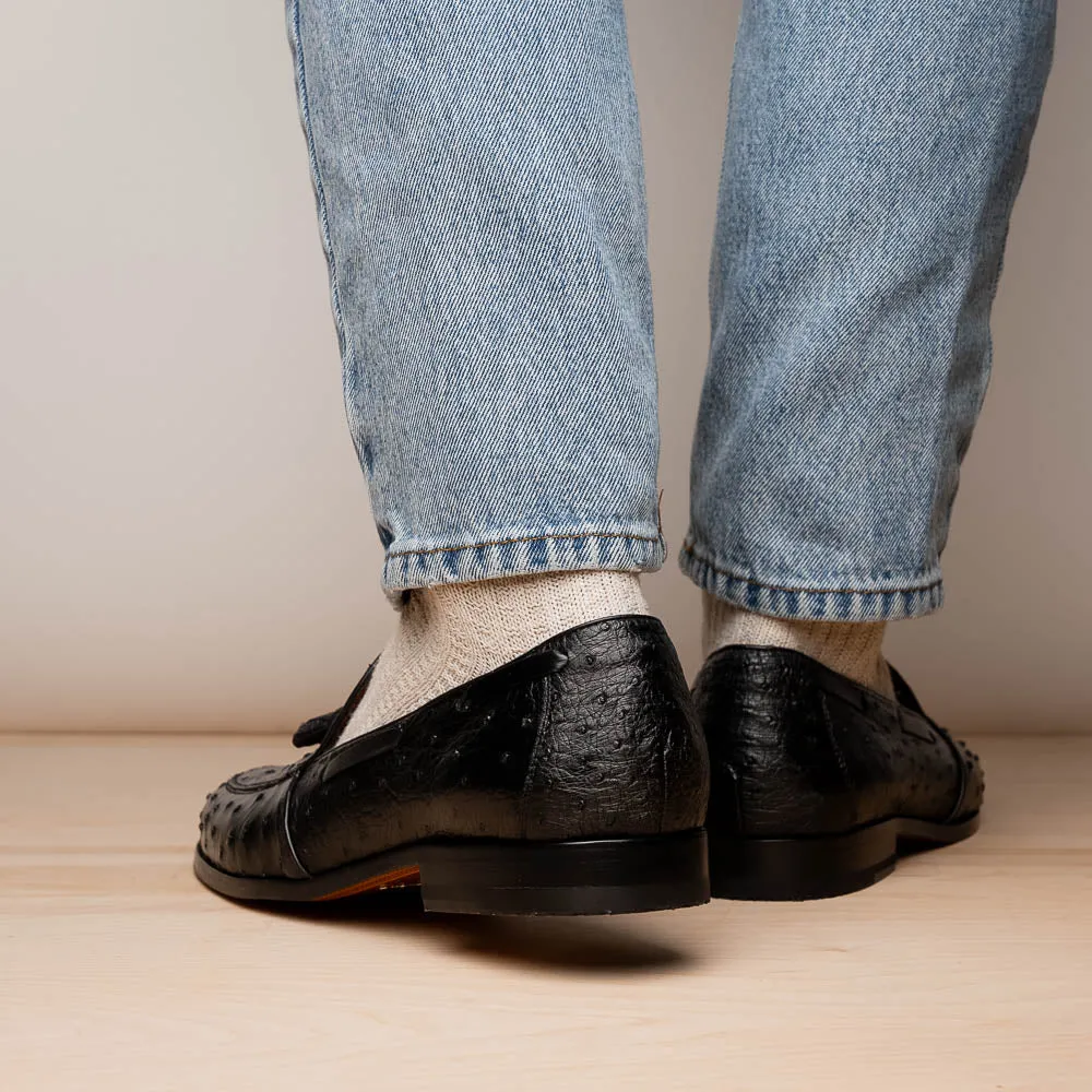 Marco Di Milano Aubiere in Black Ostrich Tassel Loafers
