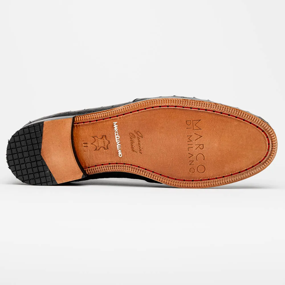 Marco Di Milano Aubiere in Black Ostrich Tassel Loafers