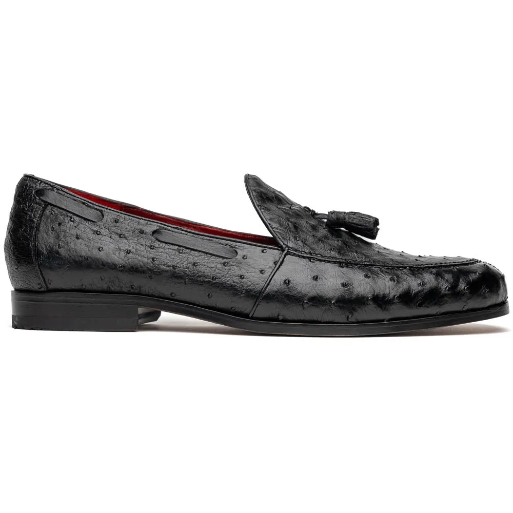 Marco Di Milano Aubiere in Black Ostrich Tassel Loafers