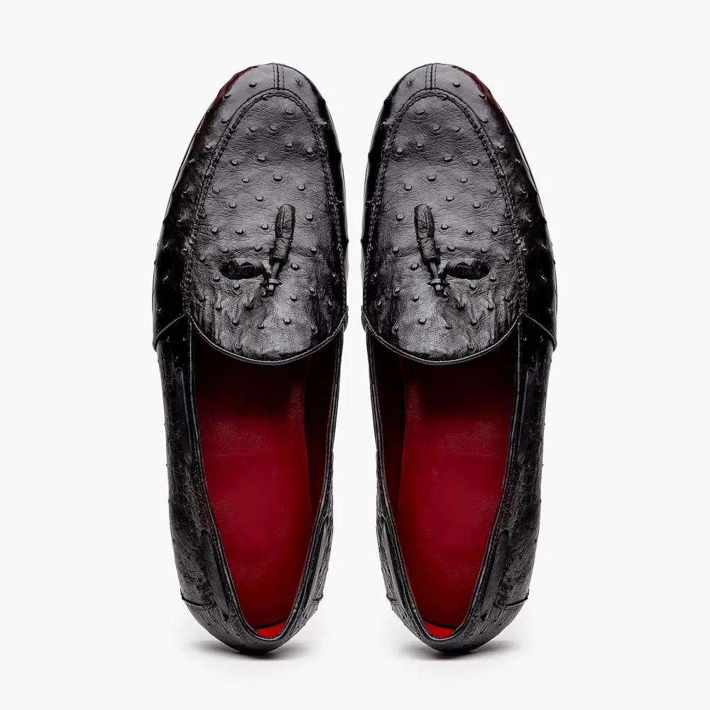 Marco Di Milano Aubiere in Black Ostrich Tassel Loafers