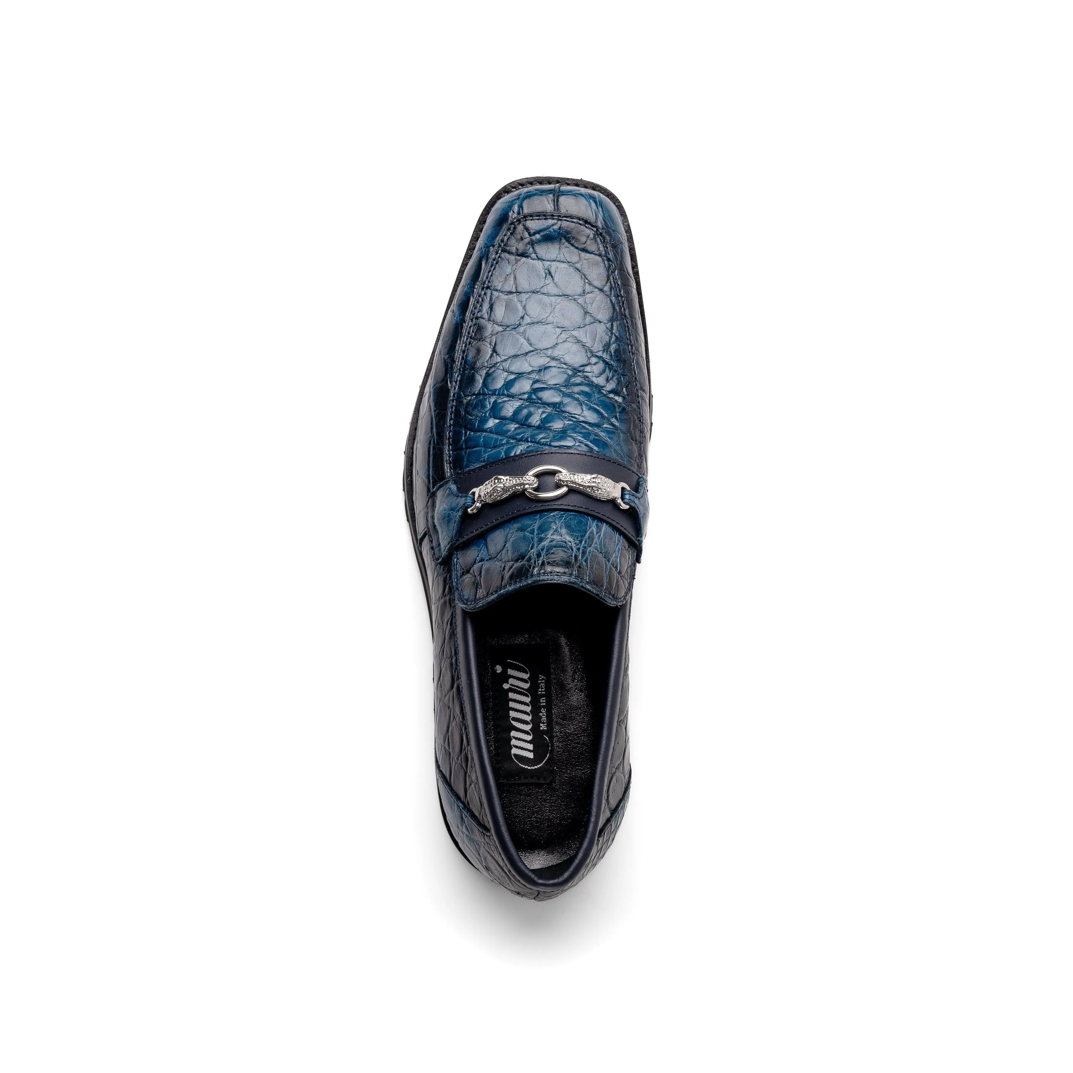 Mauri Debonair in Caribbean Blue / Wonder Blue Mens Exotic Alligator / Nappa Leather Horsebit Loafers