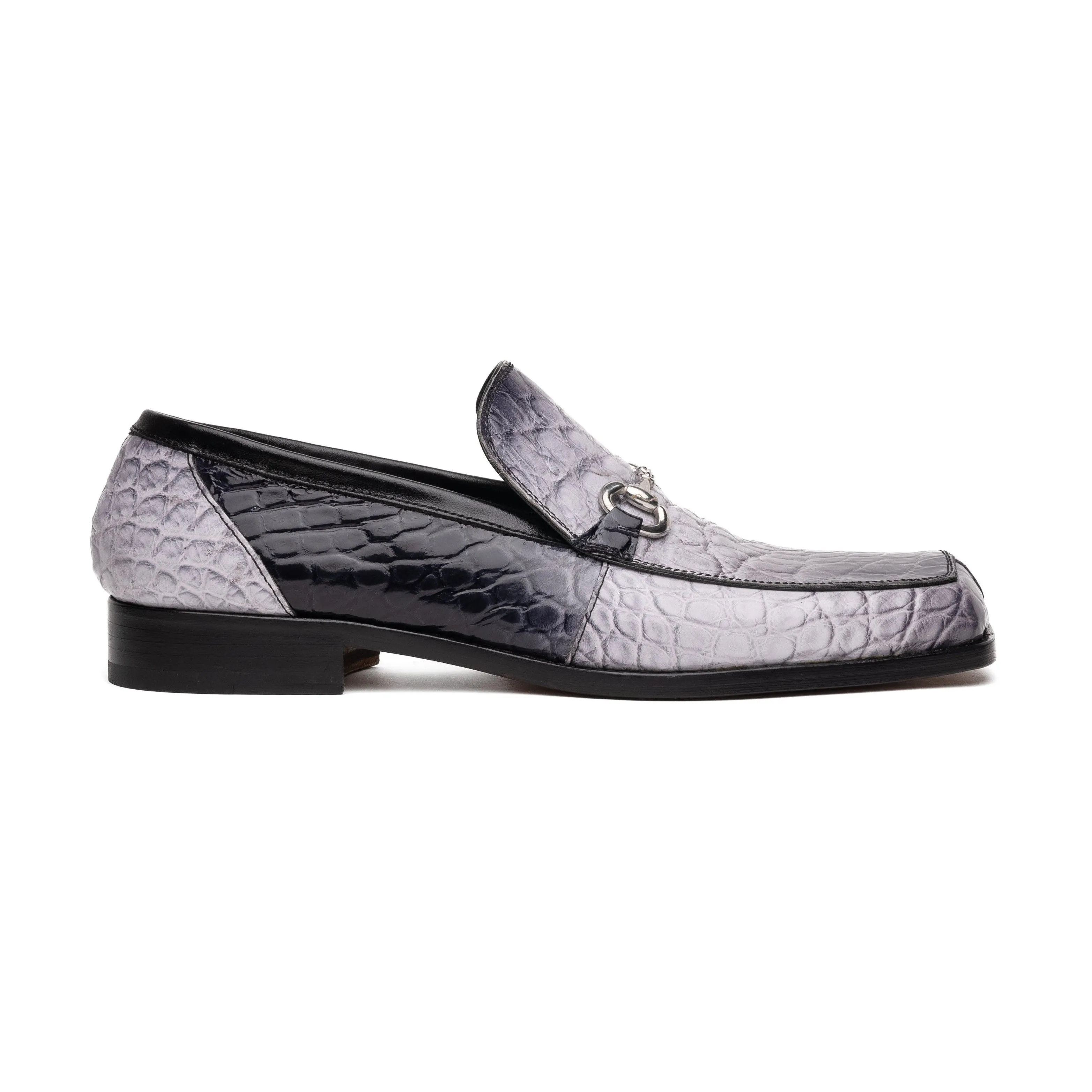 Mauri Switch in Multigrey Mens Exotic Alligator / Calf-Skin Leather Slip-On Horsebit Loafers