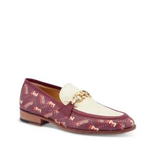 Mauri Wealth in Ruby Red / Cream Mens Exotic Alligator / Calf-Skin Leather Horsebit Loafers