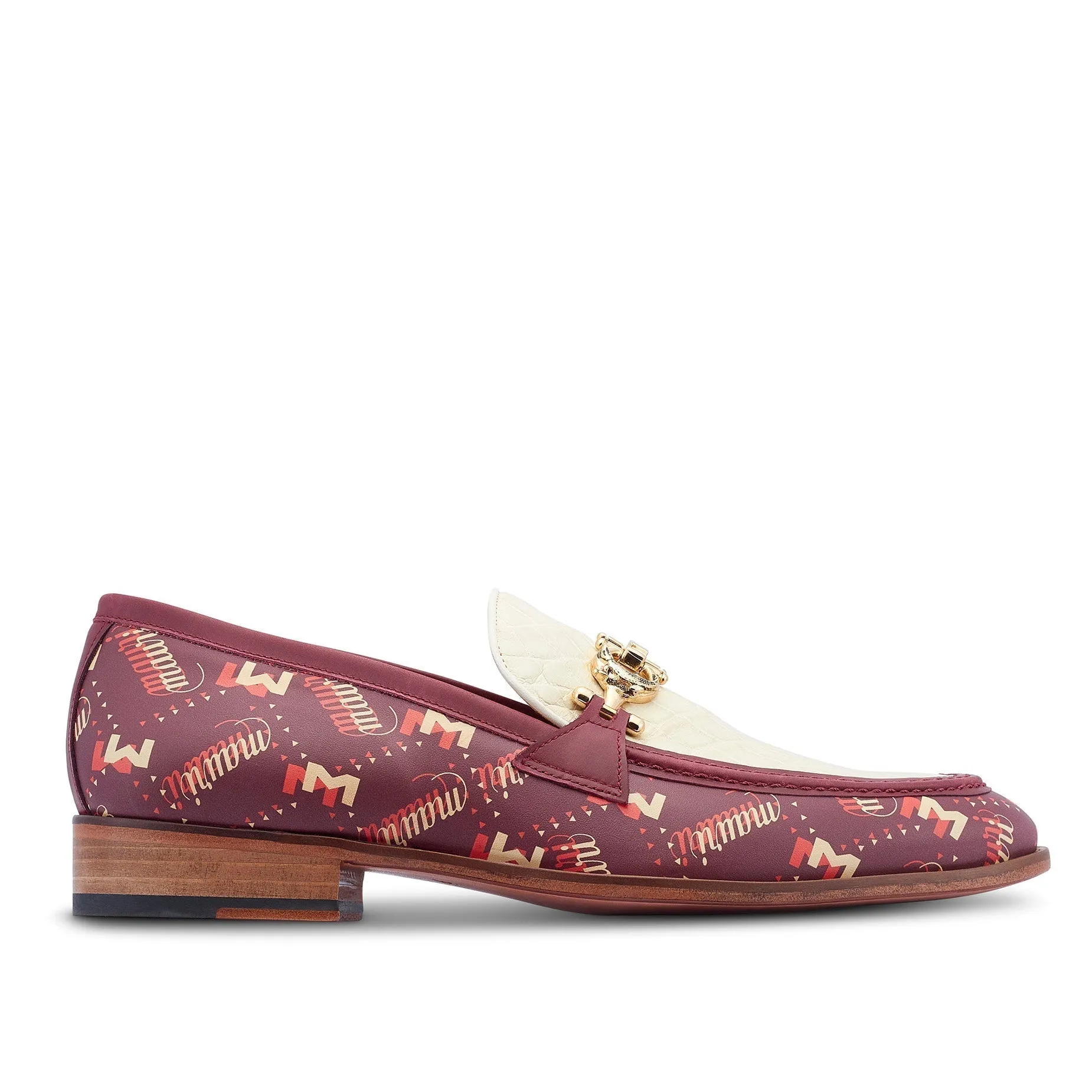 Mauri Wealth in Ruby Red / Cream Mens Exotic Alligator / Calf-Skin Leather Horsebit Loafers