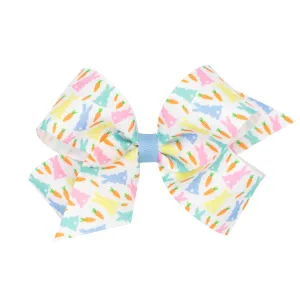 Medium Bunny & Carrot Print Hair Bow on Clippie