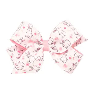 Medium Bunny Print Overlay Hair Bow on Clippie