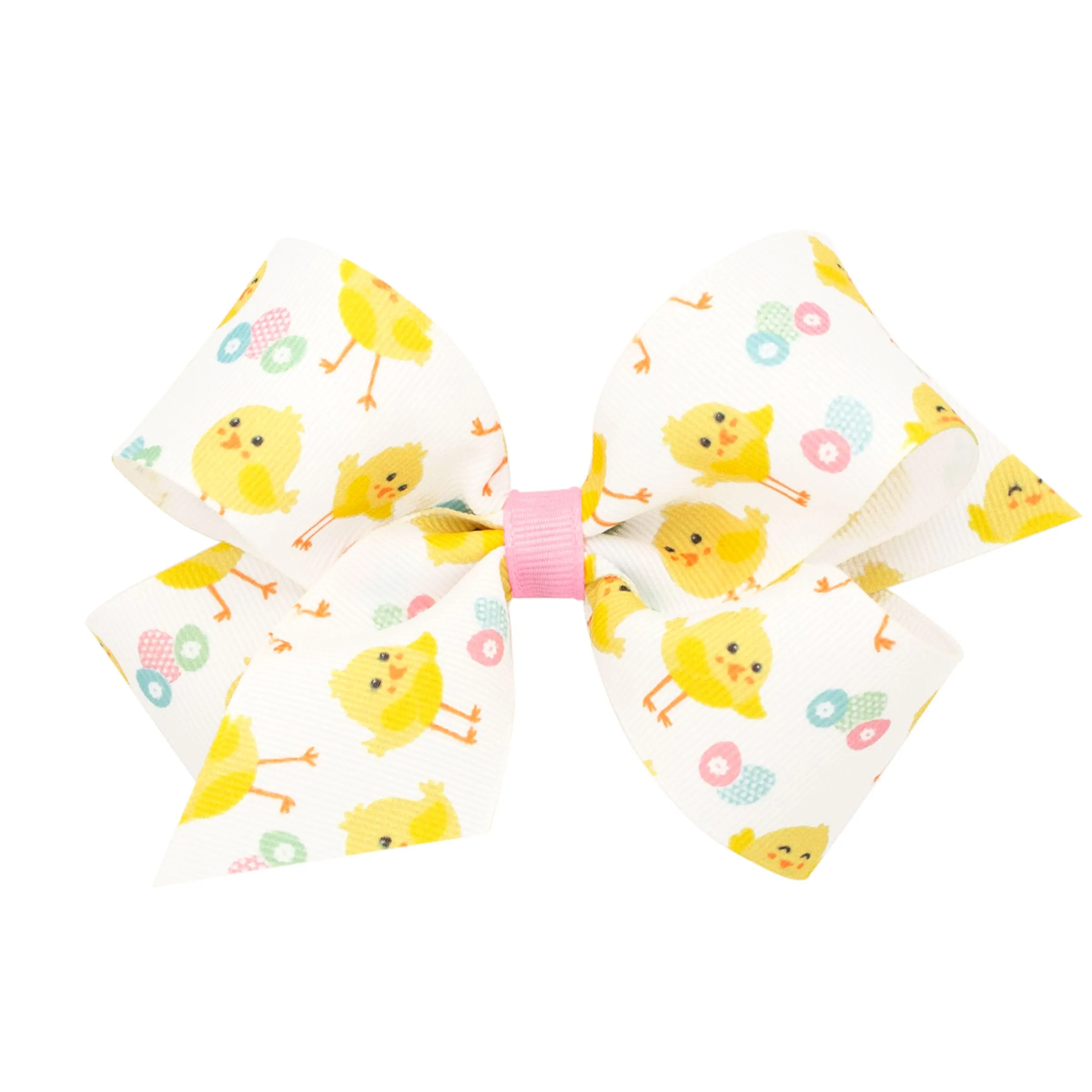 Medium Chick Print Hair Bow on Clippie