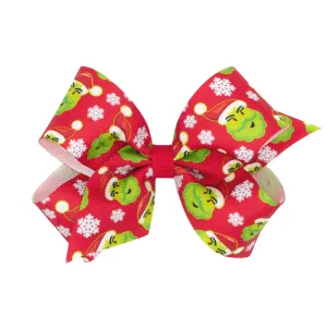 Medium Holiday Grosgrain Printed Hair Bow on Clippie