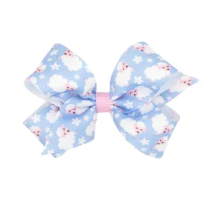 Medium Lamb Print Hair Bow on Clippie