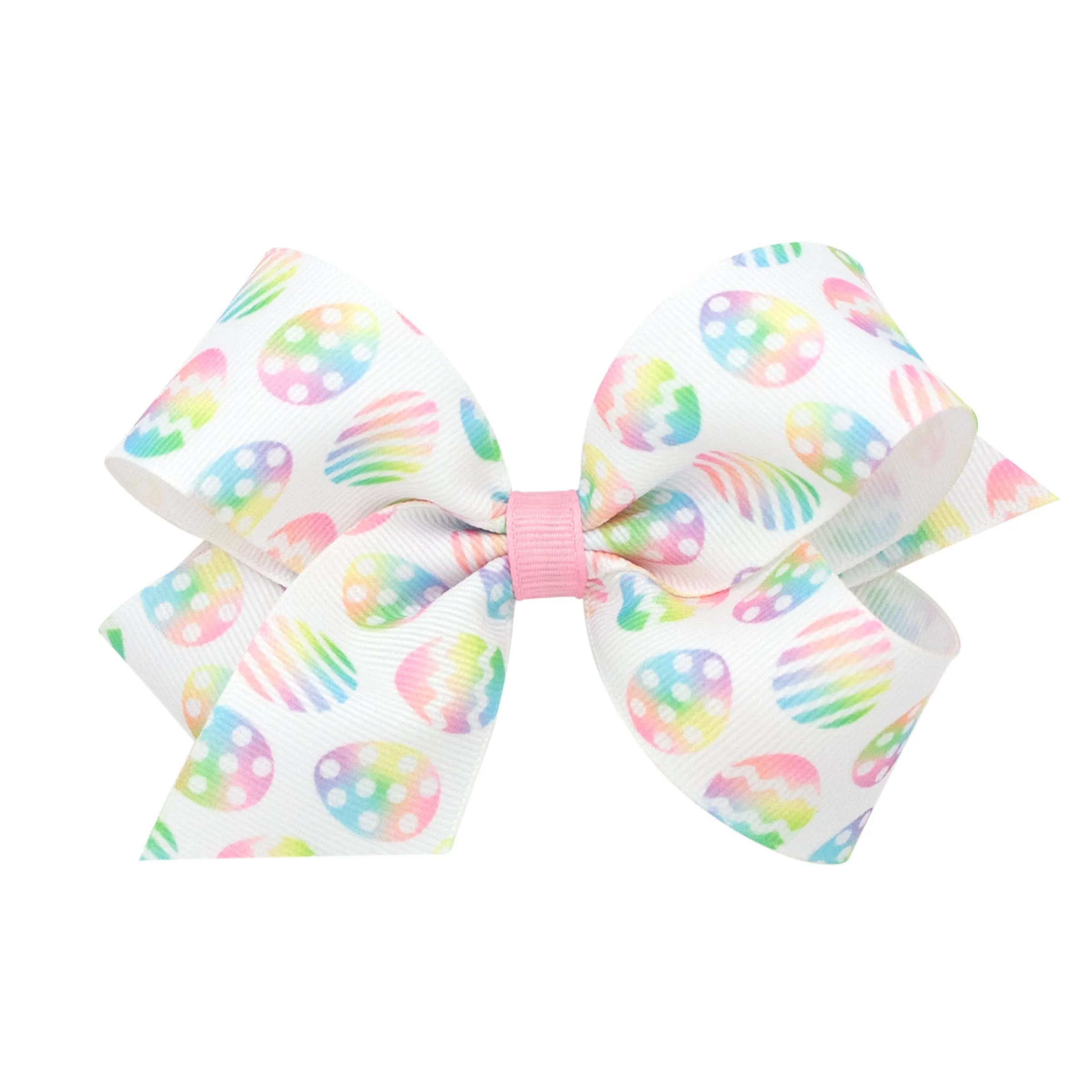 Medium Pastel Easter Egg Print Hair Bow on Clippie