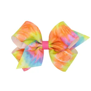 Medium Pastel Tie Dye Grosgrain Hair Bow on Clippie