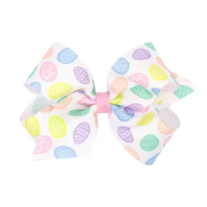 Medium Printed Easter Hair Bow on Clippie - Egg