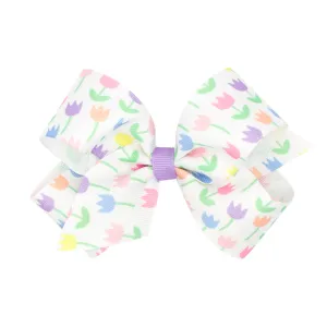 Medium Printed Easter Hair Bow on Clippie - Tulip
