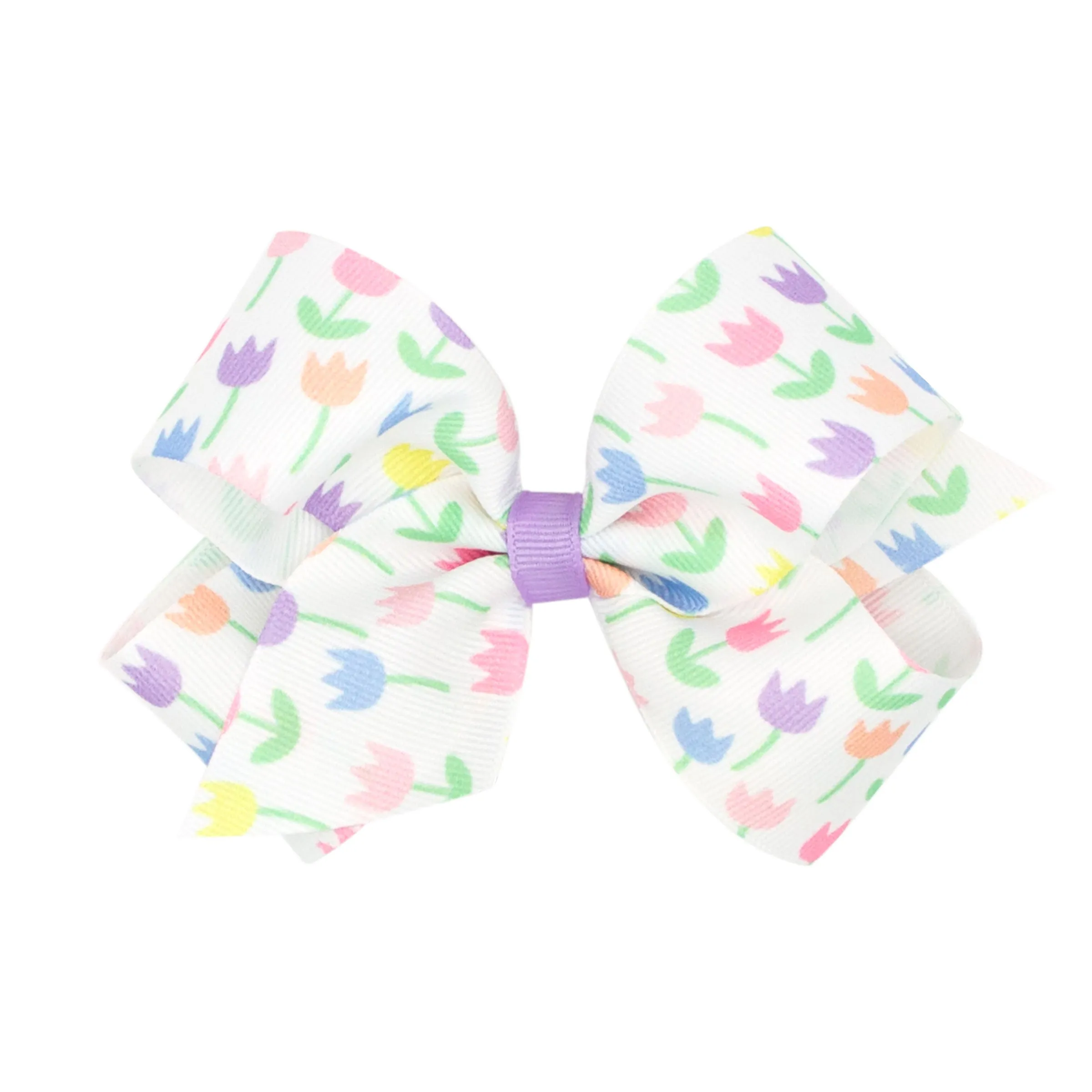 Medium Printed Easter Hair Bow on Clippie - Tulip