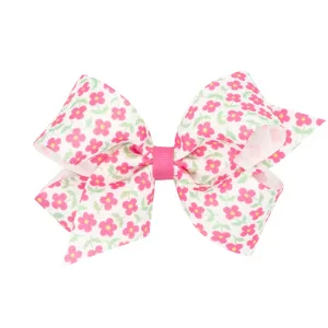 Medium Tiny Floral Hair Bow on Clippie - 3 Colors