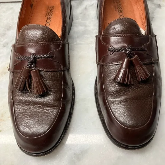 Men’s brass boot, tassel, loafers leather, Spain, brown 10 1/2