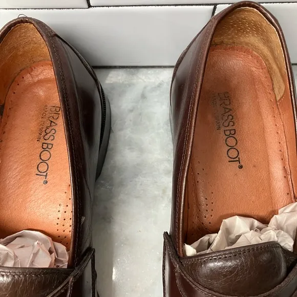 Men’s brass boot, tassel, loafers leather, Spain, brown 10 1/2