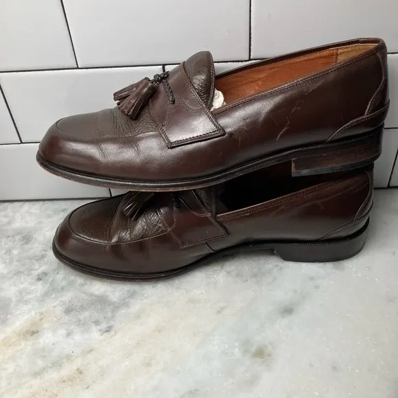 Men’s brass boot, tassel, loafers leather, Spain, brown 10 1/2
