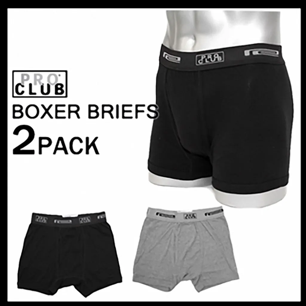 Mens Pro Club Boxer Briefs (Color Mix) 2 Per Pack
