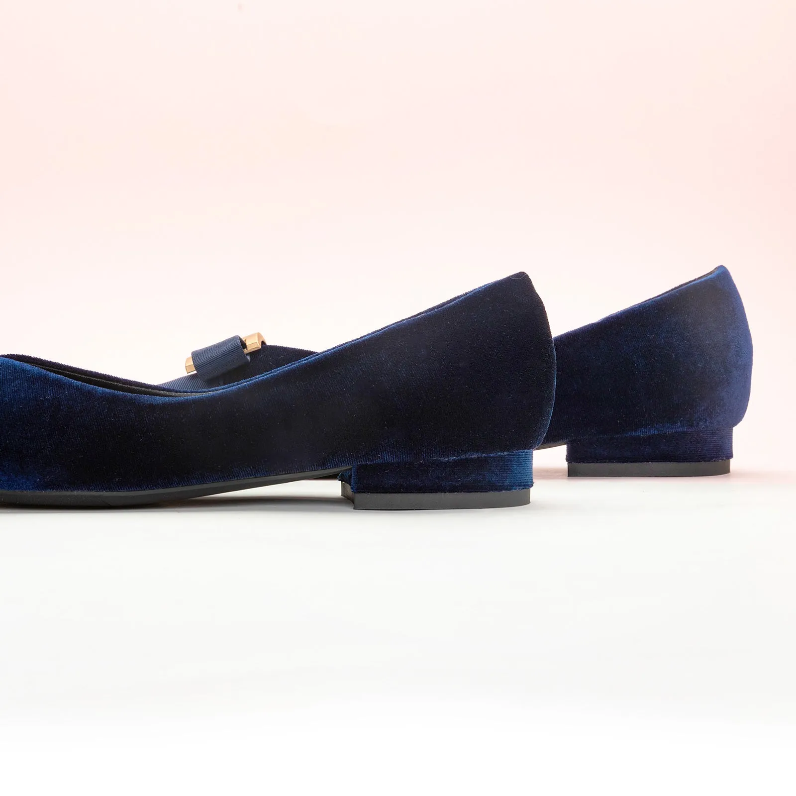 Metal Tie Velvet Flats (Aida) Sale
