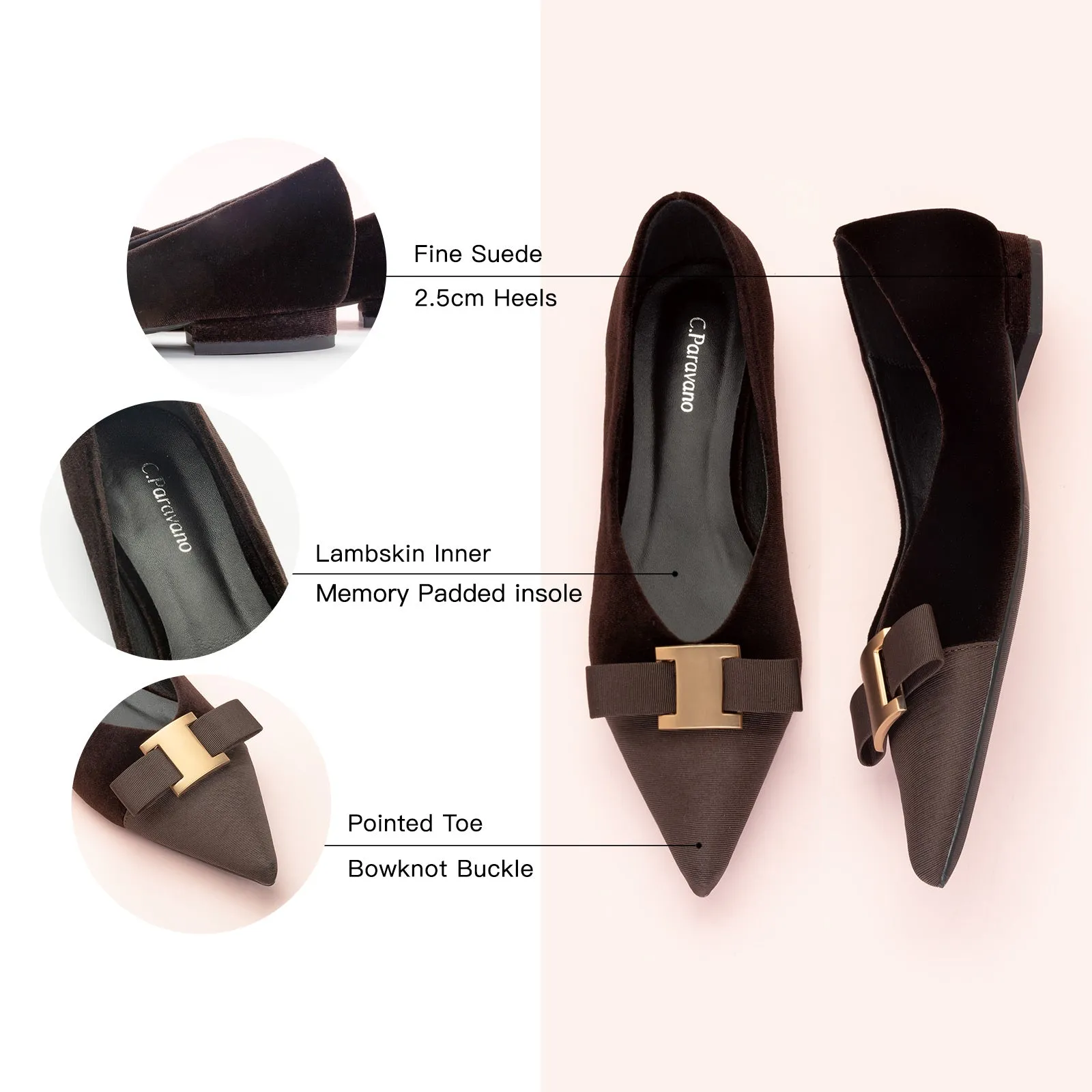 Metal Tie Velvet Flats (Aida) Sale