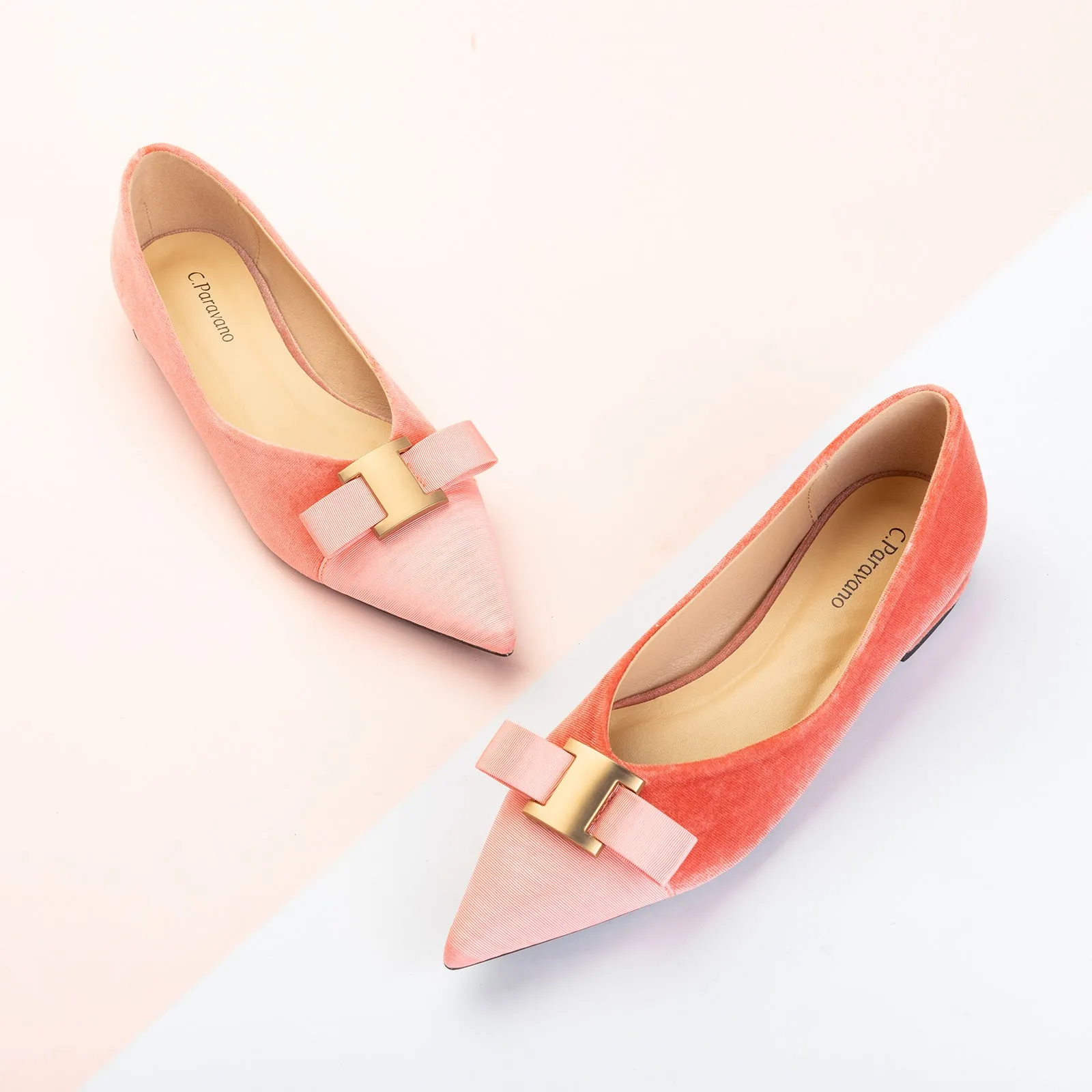 Metal Tie Velvet Flats (Aida) Sale