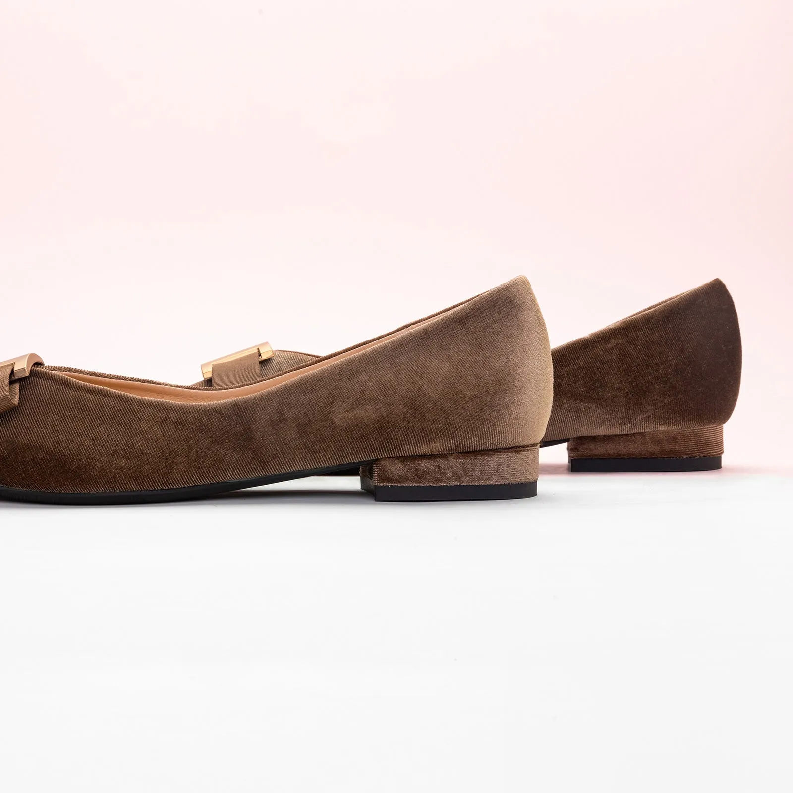 Metal Tie Velvet Flats (Aida) Sale
