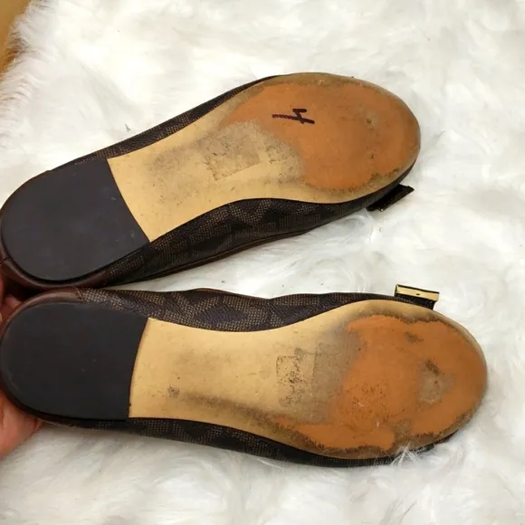 Michael Kors Brown Monogram Logo Bow Flats Size 10