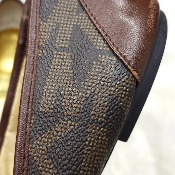 Michael Kors Brown Monogram Logo Bow Flats Size 10