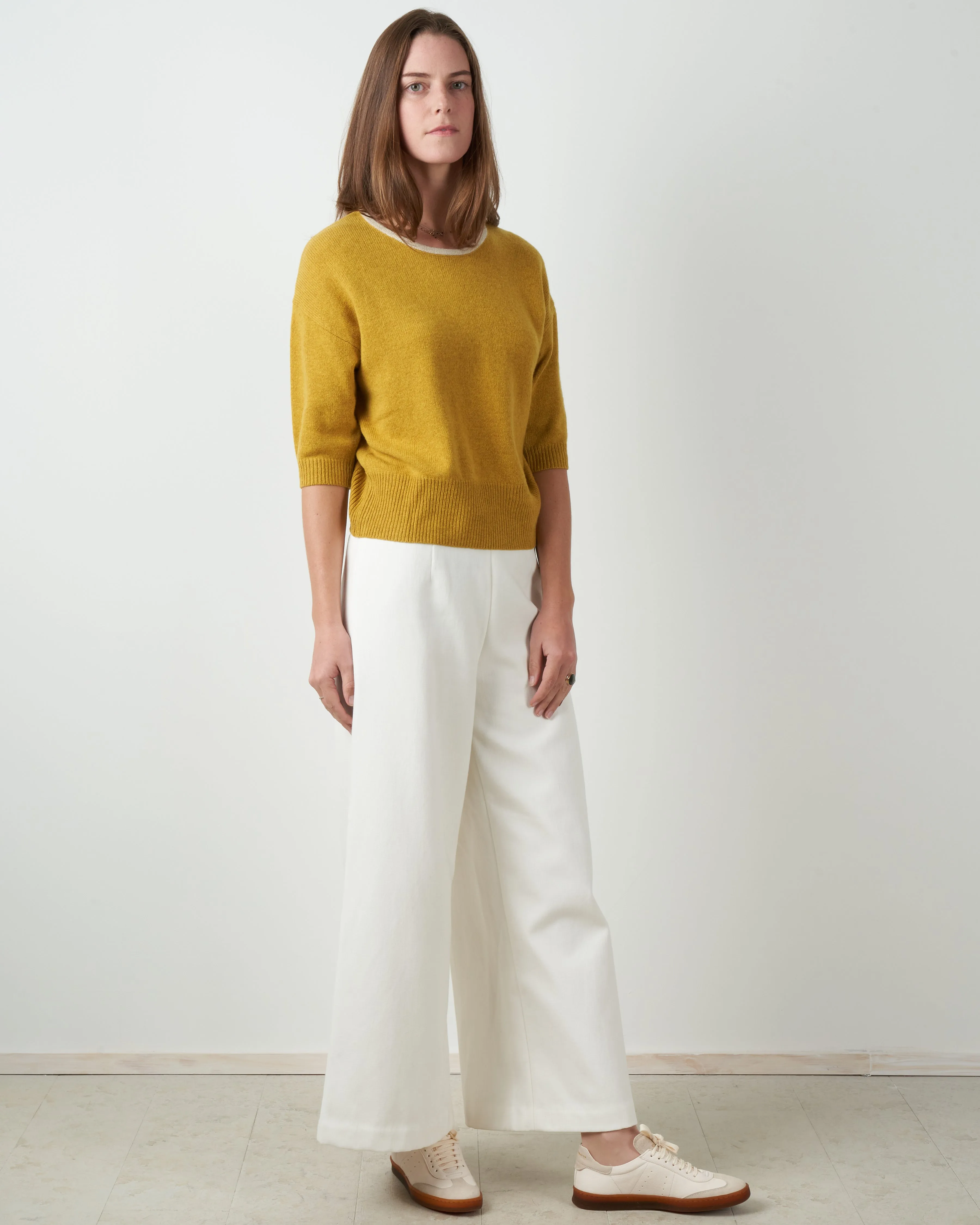 mid sleeve pullover - mustard