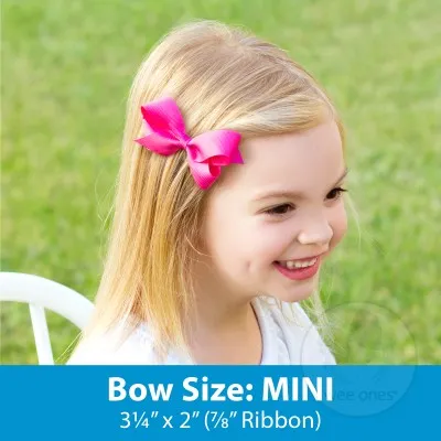 Mini Grosgrain Moonstitch Hair Bow on Clippie - 6 Colors