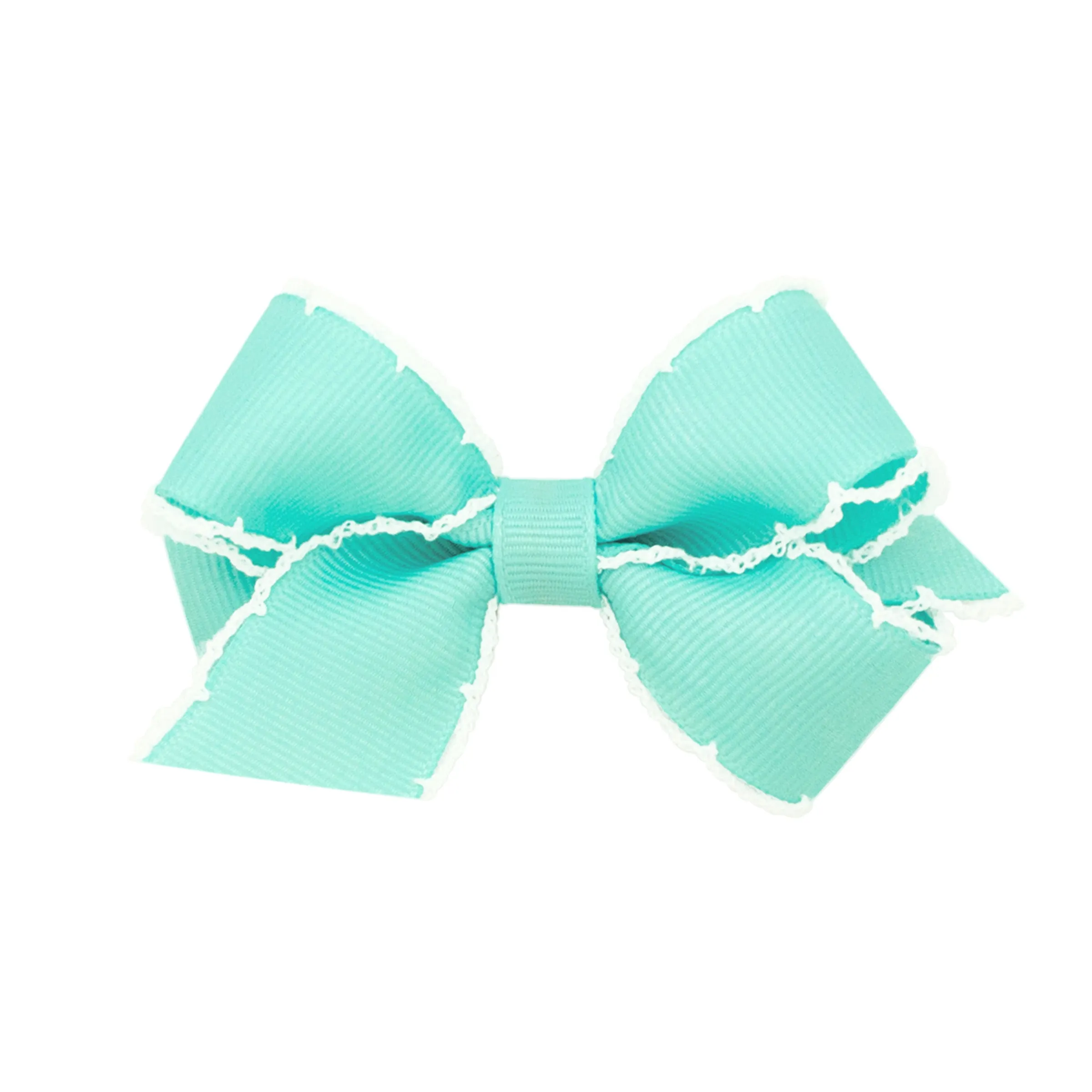Mini Grosgrain Moonstitch Hair Bow on Clippie - 6 Colors