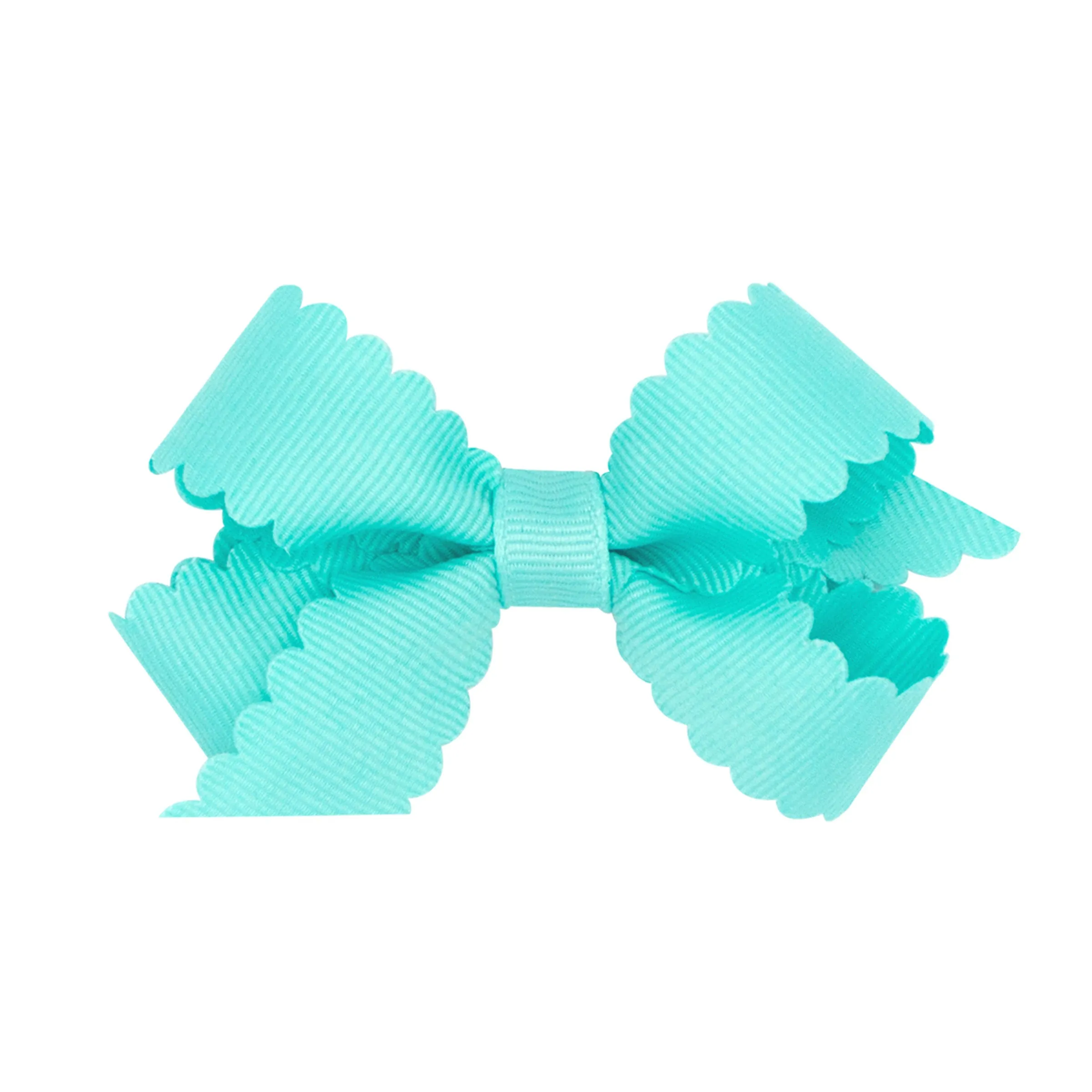 Mini Grosgrain Scallop Edge Hair Bow on Clippie