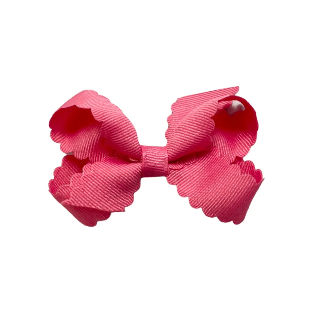 Mini Grosgrain Scallop Edge Hair Bow on Clippie