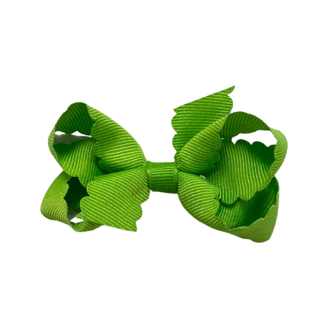 Mini Grosgrain Scallop Edge Hair Bow on Clippie