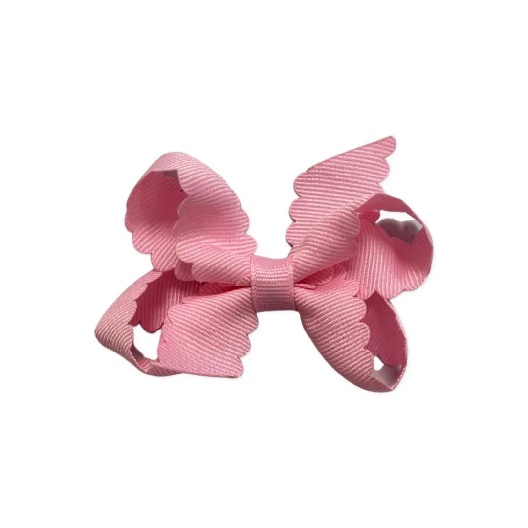 Mini Grosgrain Scallop Edge Hair Bow on Clippie