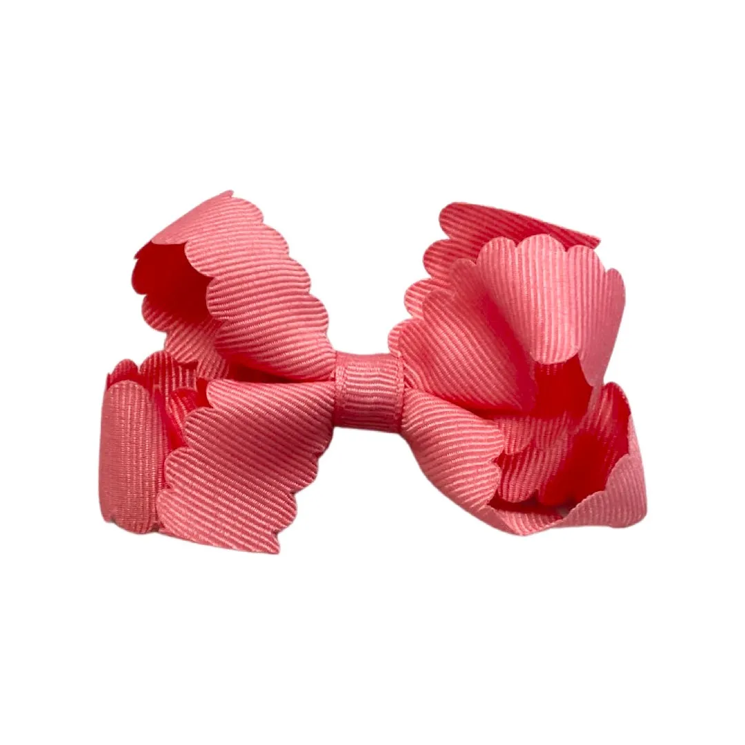 Mini Grosgrain Scallop Edge Hair Bow on Clippie
