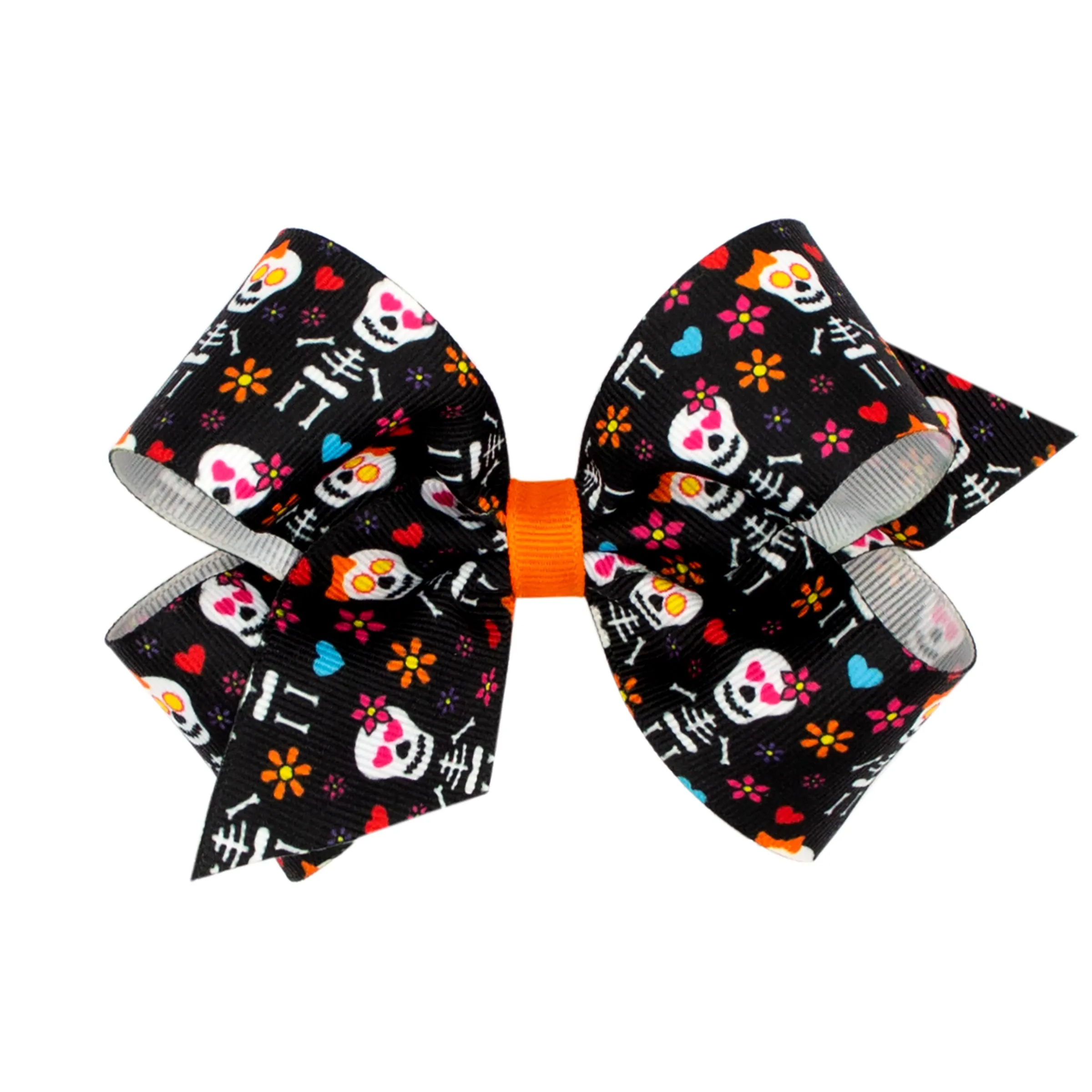 Mini Halloween Print Grosgrain Hair Bow on Clippie - 9 Styles