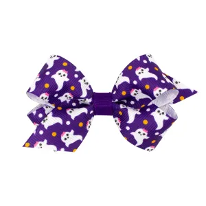 Mini Halloween Print Grosgrain Hair Bow on Clippie - 9 Styles