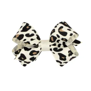 Mini Leopard Grosgrain Hair Bow on Clippie - 6 Colors