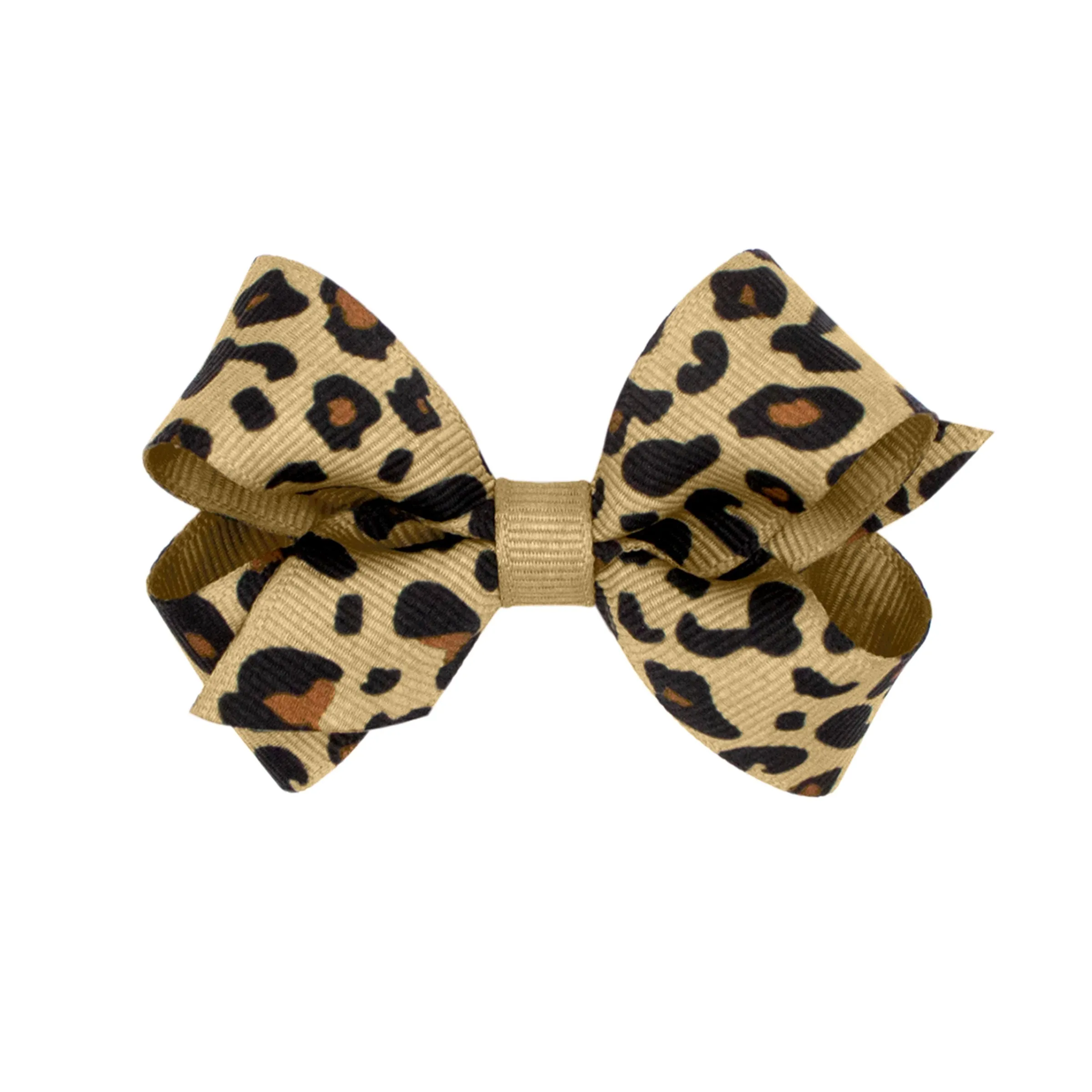 Mini Leopard Grosgrain Hair Bow on Clippie - 6 Colors