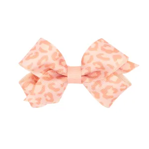 Mini Leopard Print Grosgrain Hair Bow on Clippie