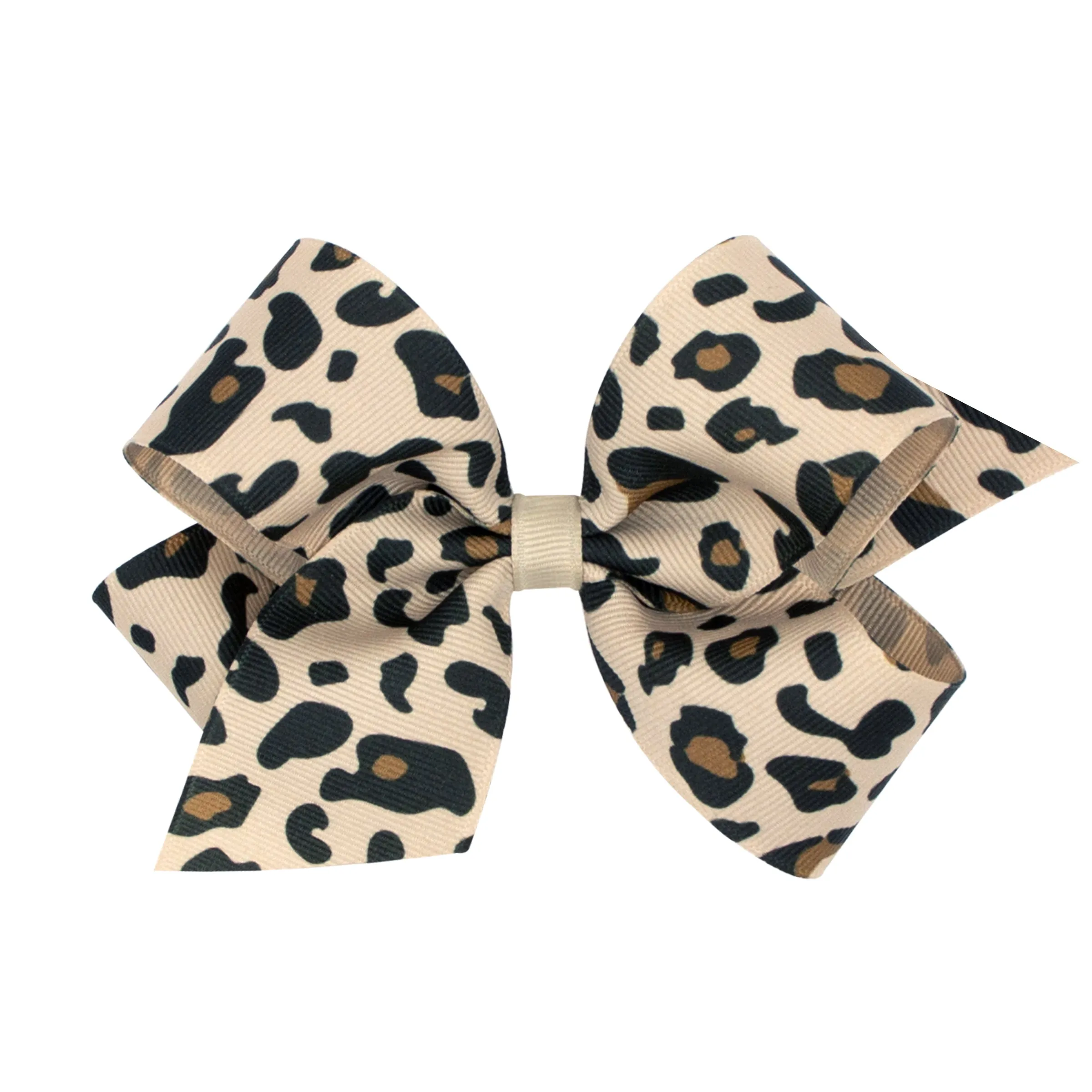 Mini Leopard Print Grosgrain Hair Bow on Clippie
